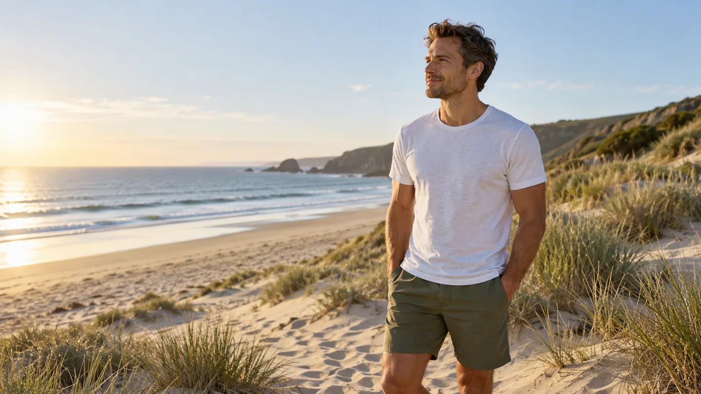 A man enjoying a quiet moment at the beach