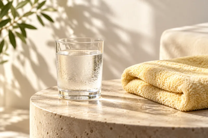 A glass of water in soft morning light